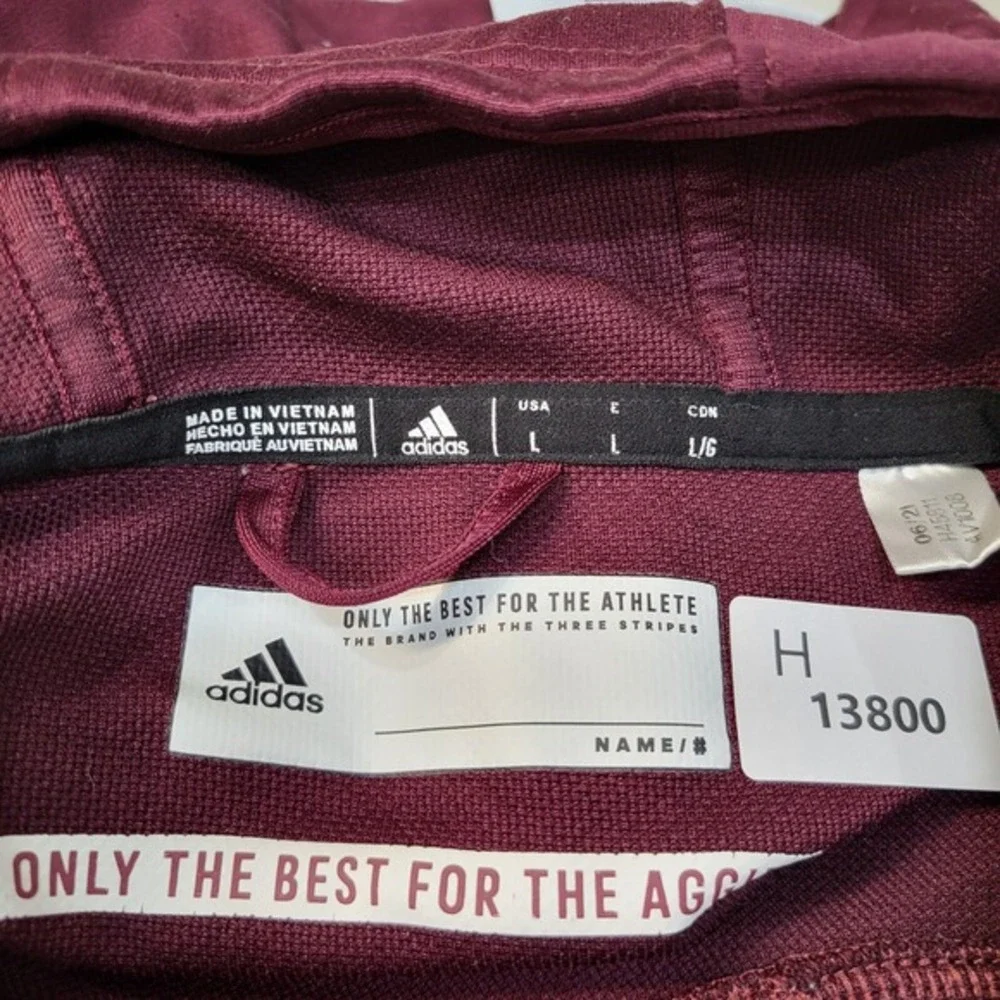 Texas A&M Aggies Men Sweatshirt Large Red Hoodie Adidas Logo Embroidered‎